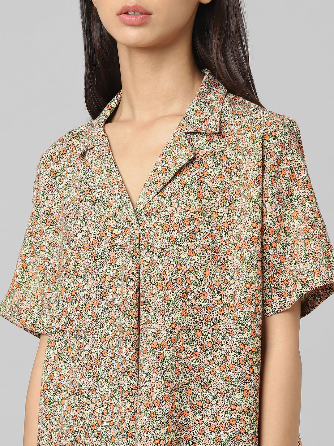 Yellow Floral Print Shirt