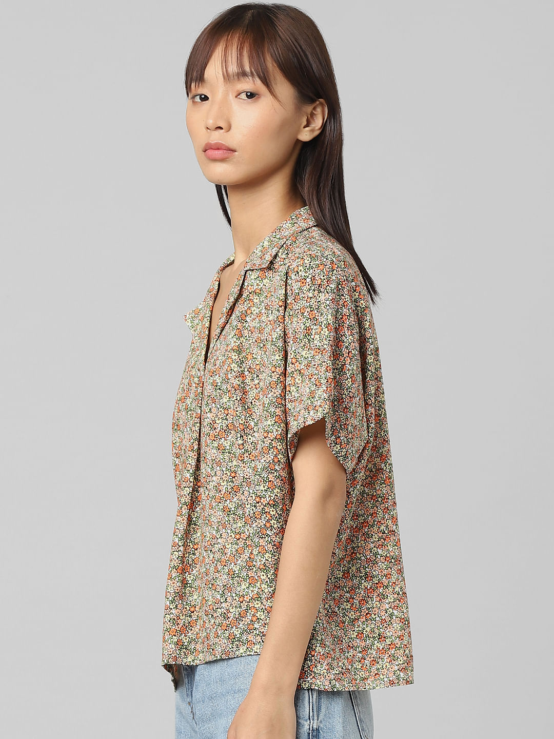 Yellow Floral Print Shirt