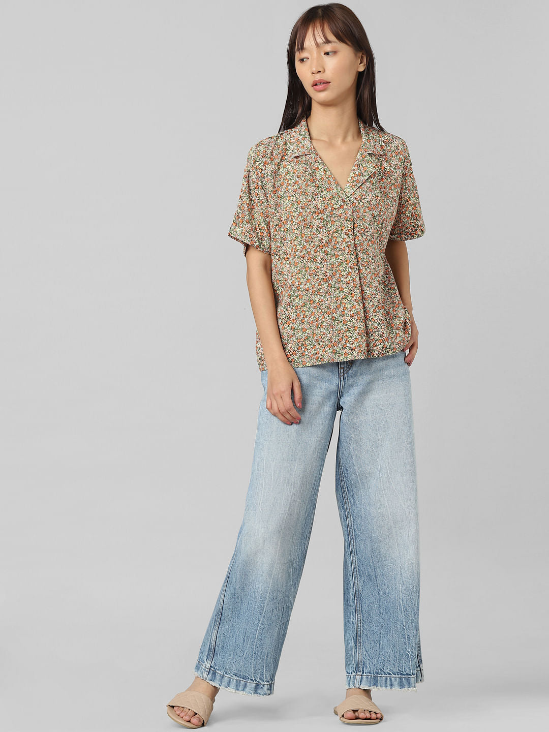 Yellow Floral Print Shirt