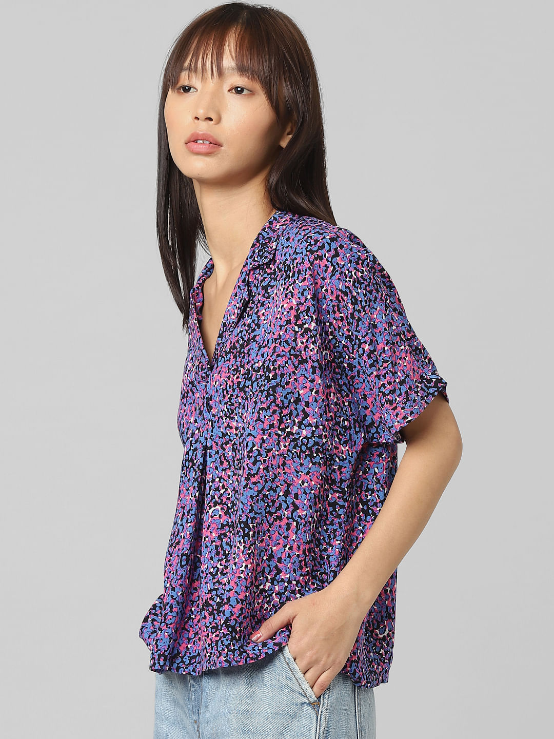 Blue Floral Print Shirt