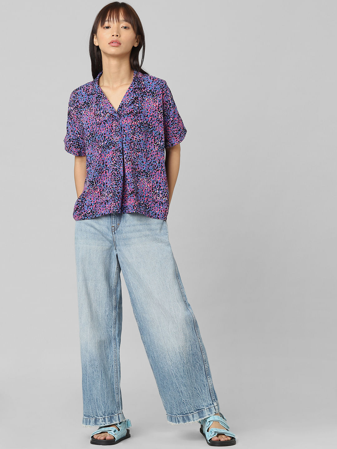 Blue Floral Print Shirt