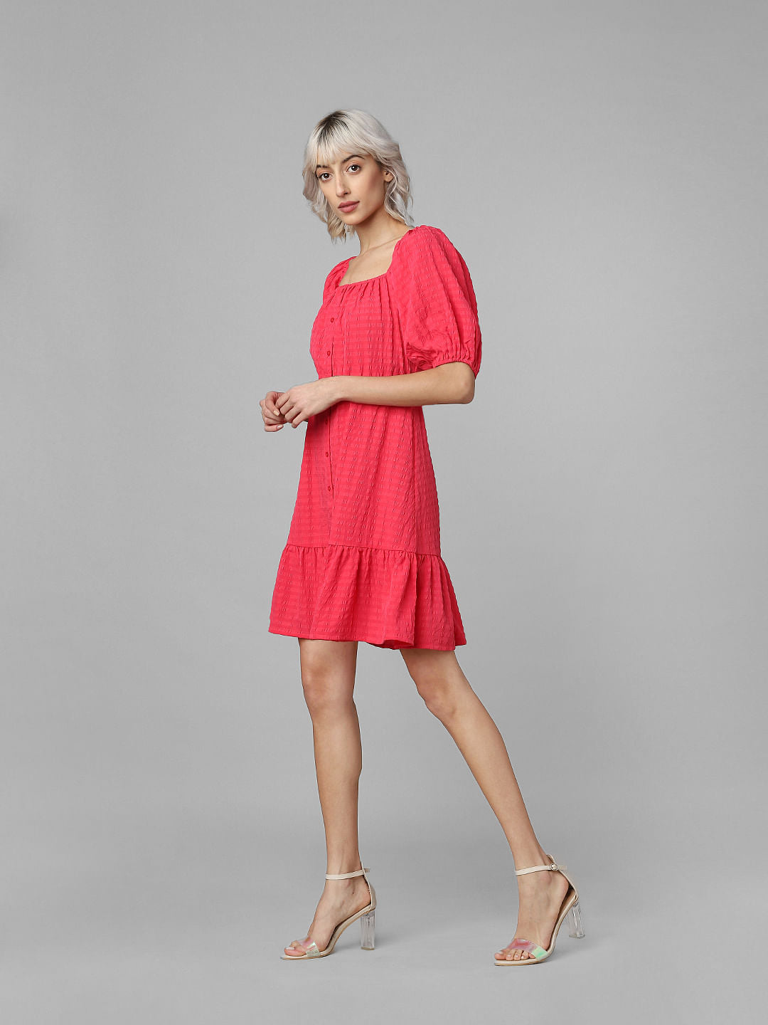 Magenta Textured Mini Dress