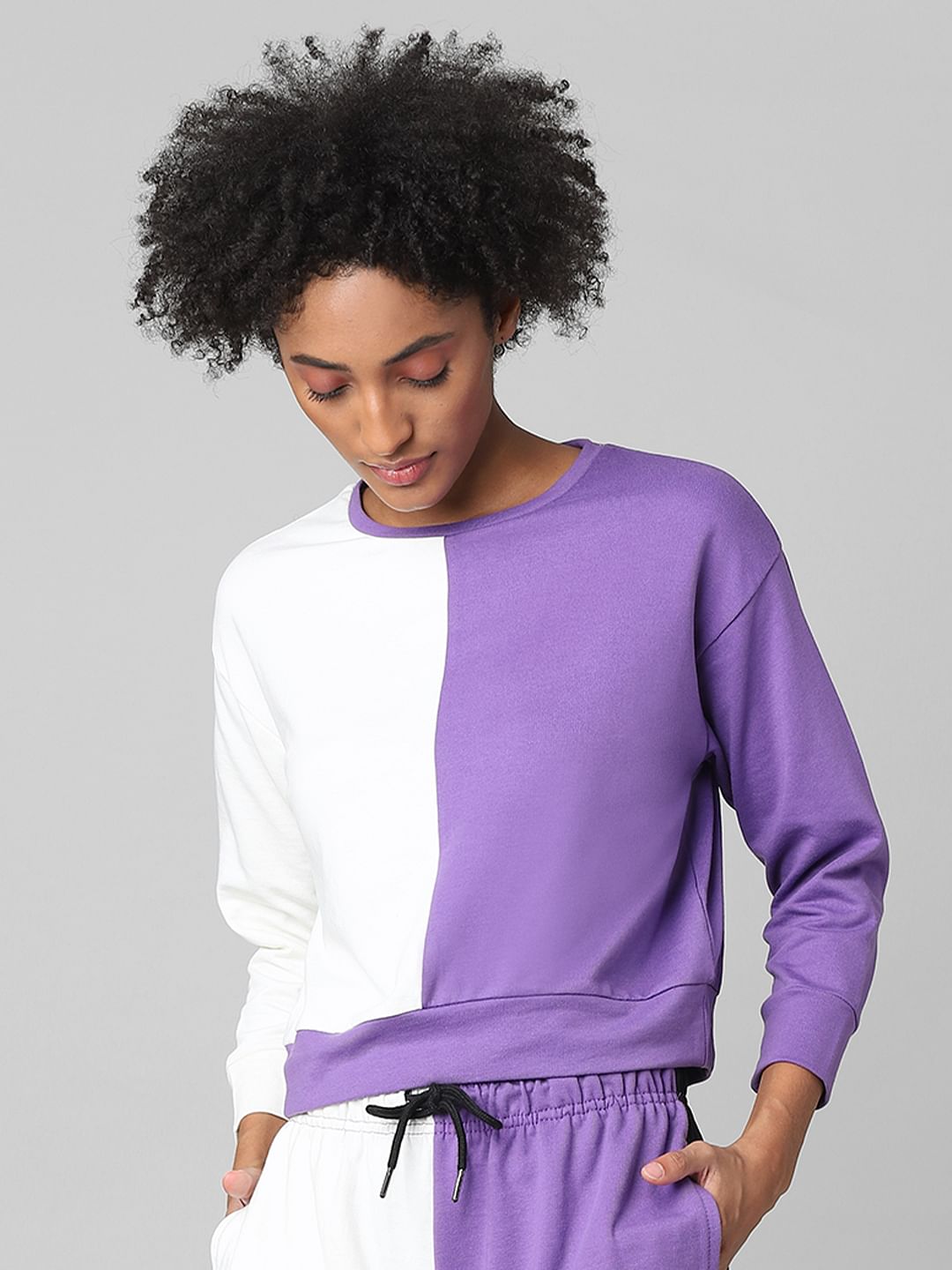 Purple Colourblocked Co-Ord Sweatshirt