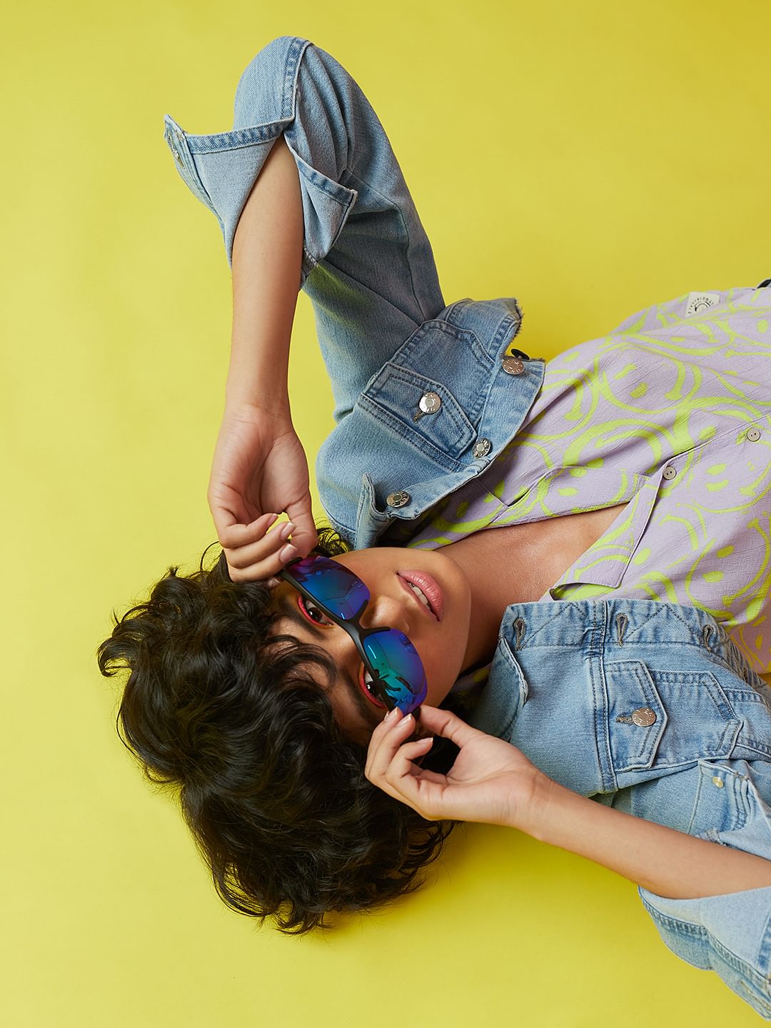 Only X Smiley   Lilac Printed Resort Shirt