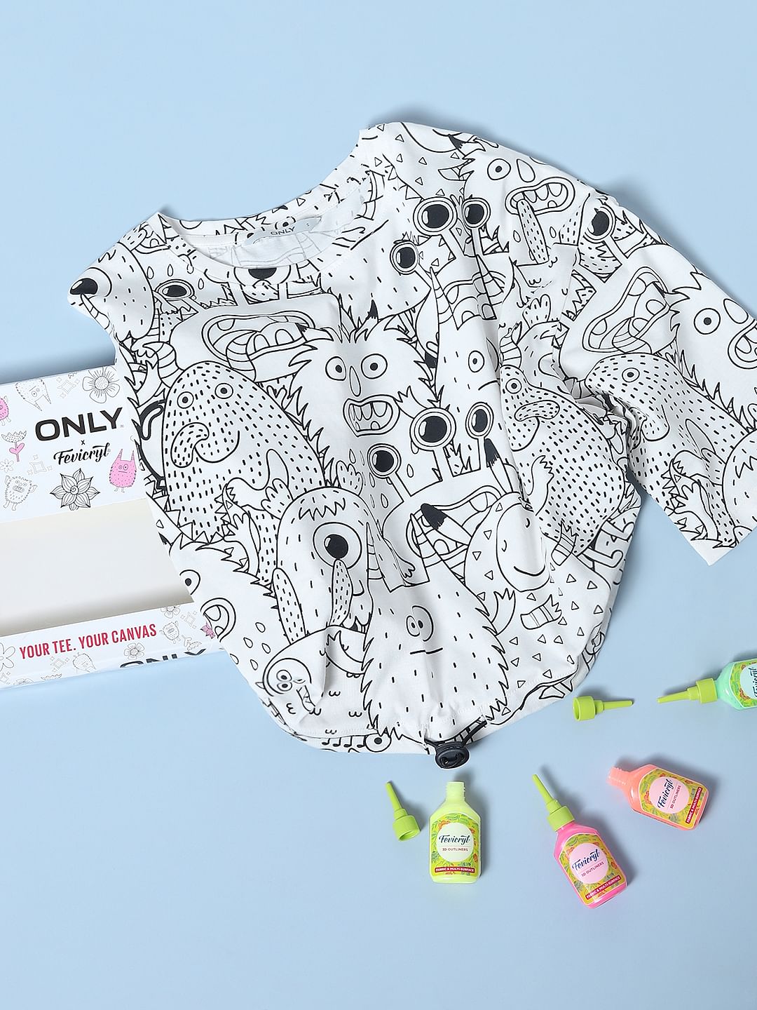 Only X Fevicryl White Diy Colouring T-Shirt & Kit