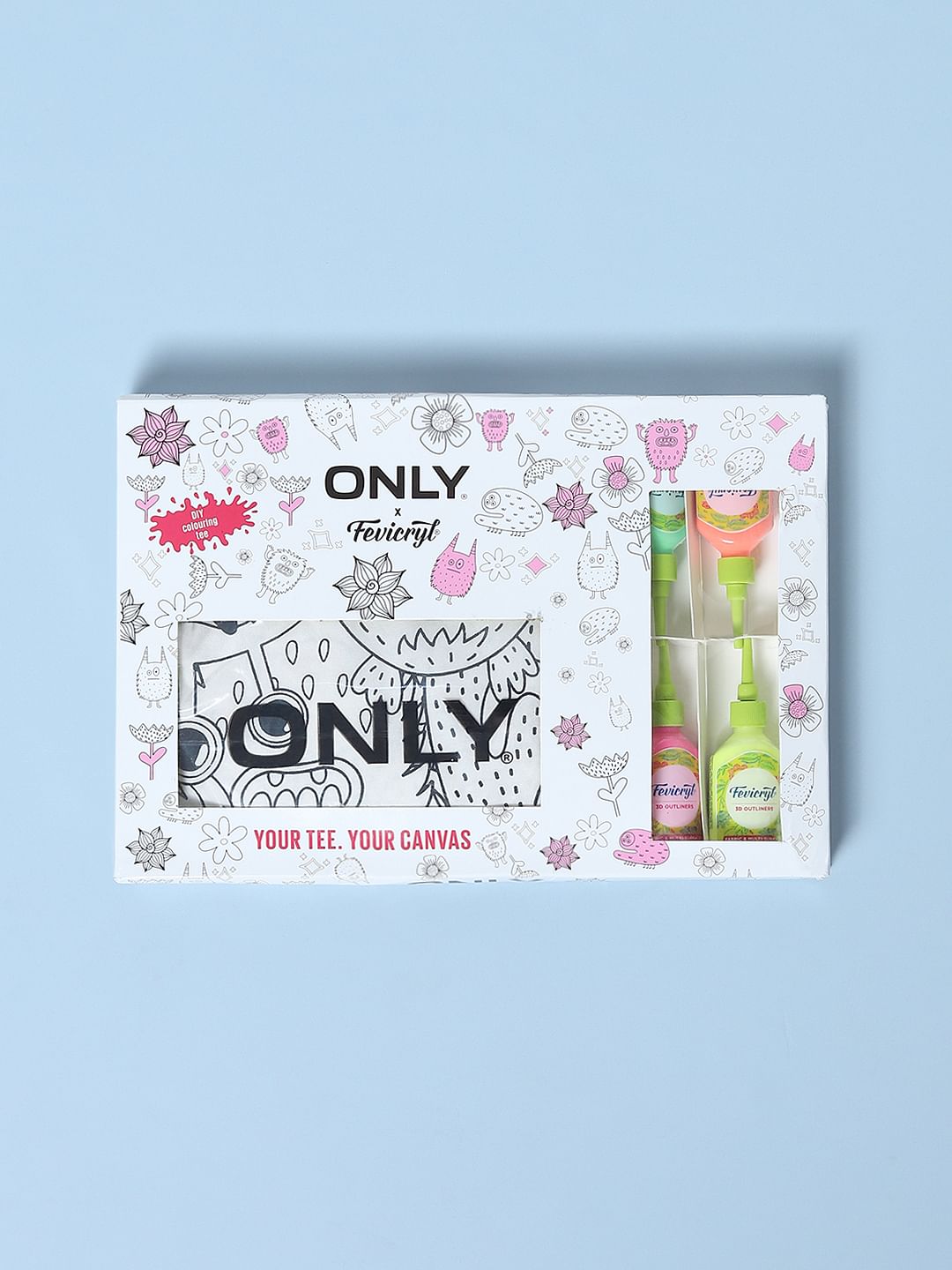 Only X Fevicryl White Diy Colouring T-Shirt & Kit