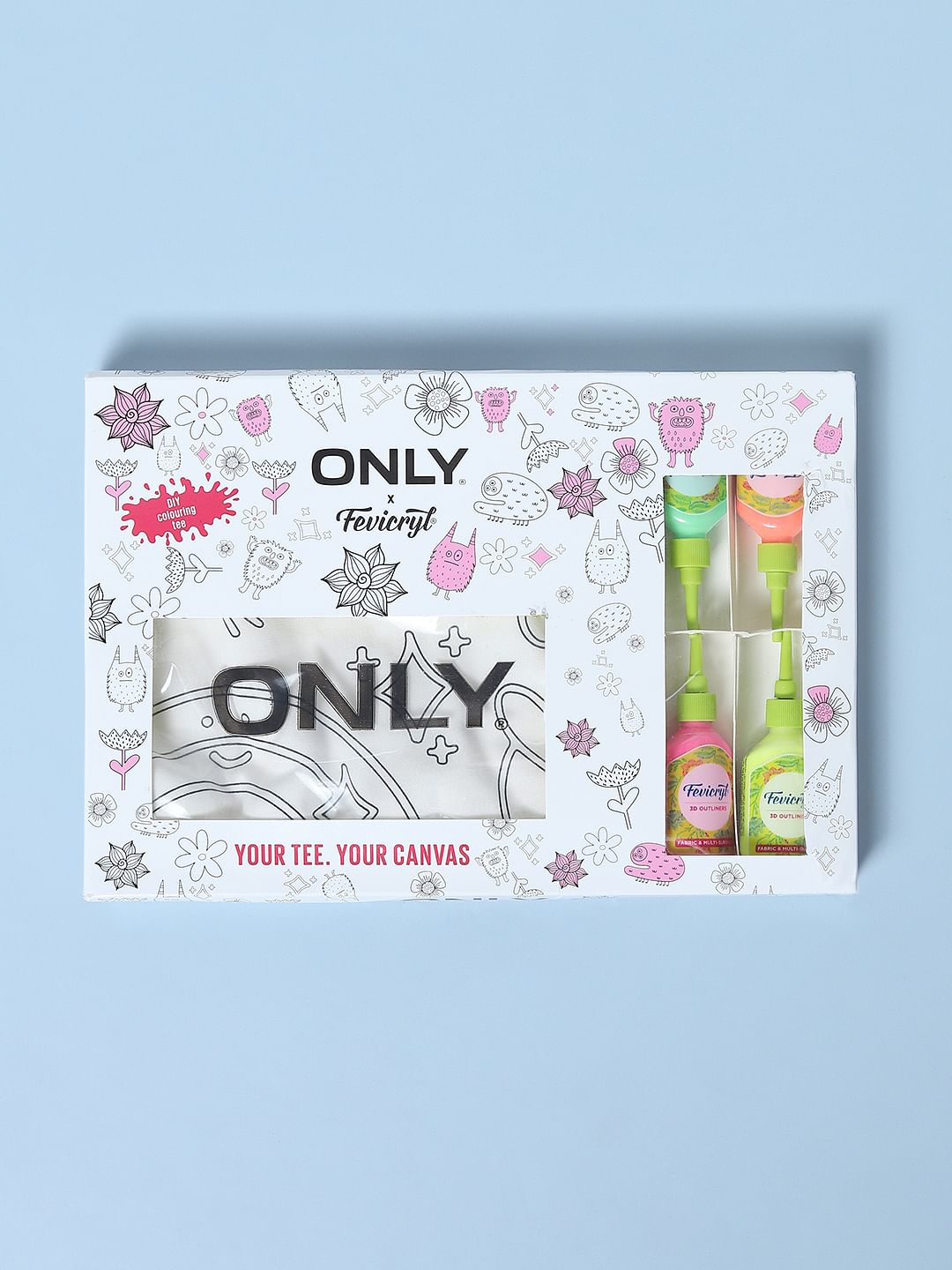 Only X Fevicryl White Diy Colouring T-Shirt & Kit