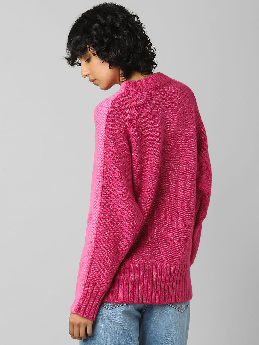 Pink Colourblocked Pullover