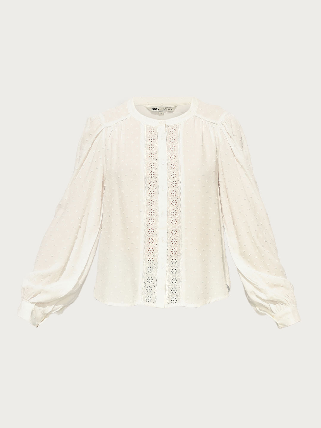 White Textured Lace Insert Top