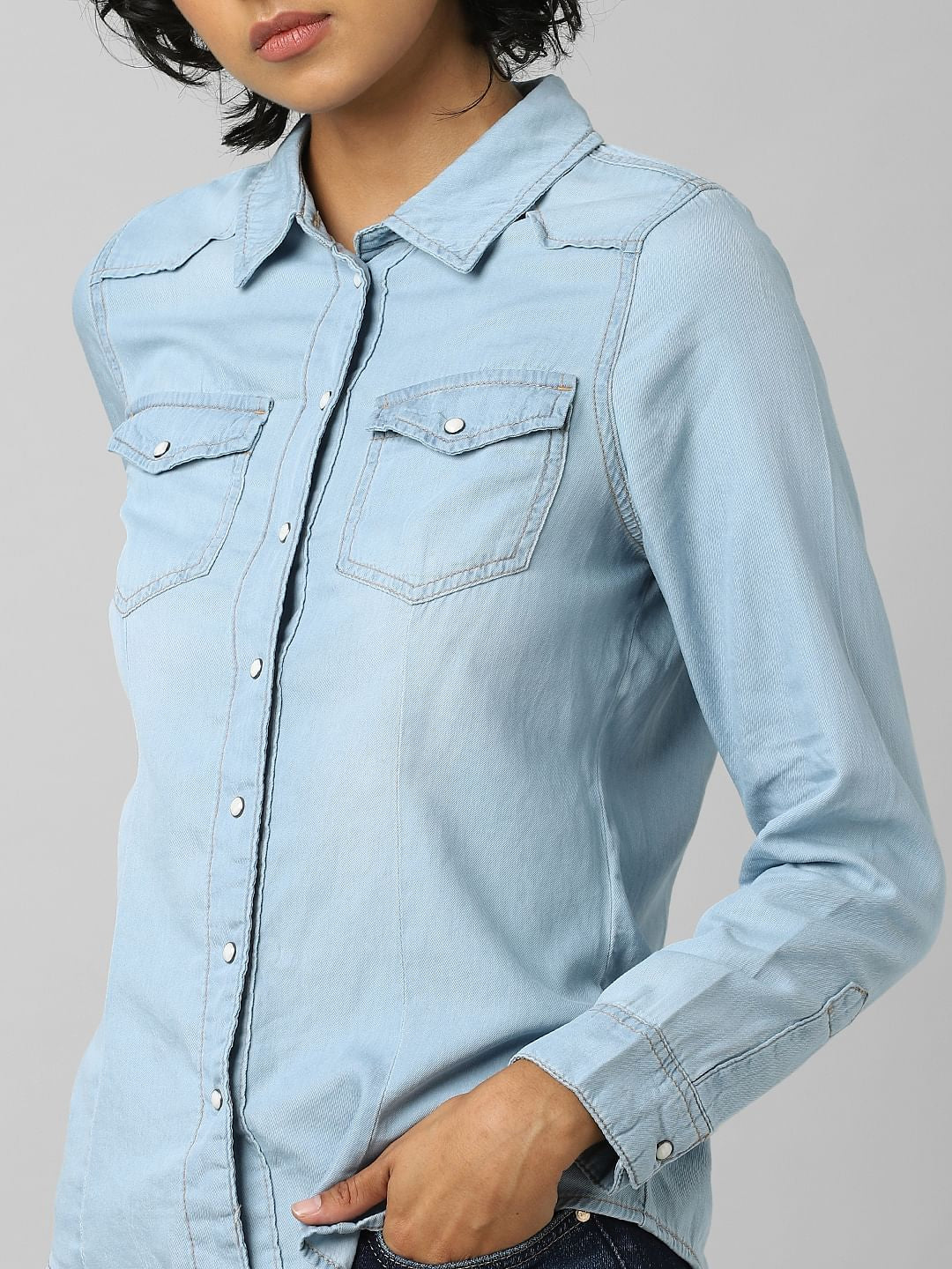 Light Blue Washed Denim Shirt