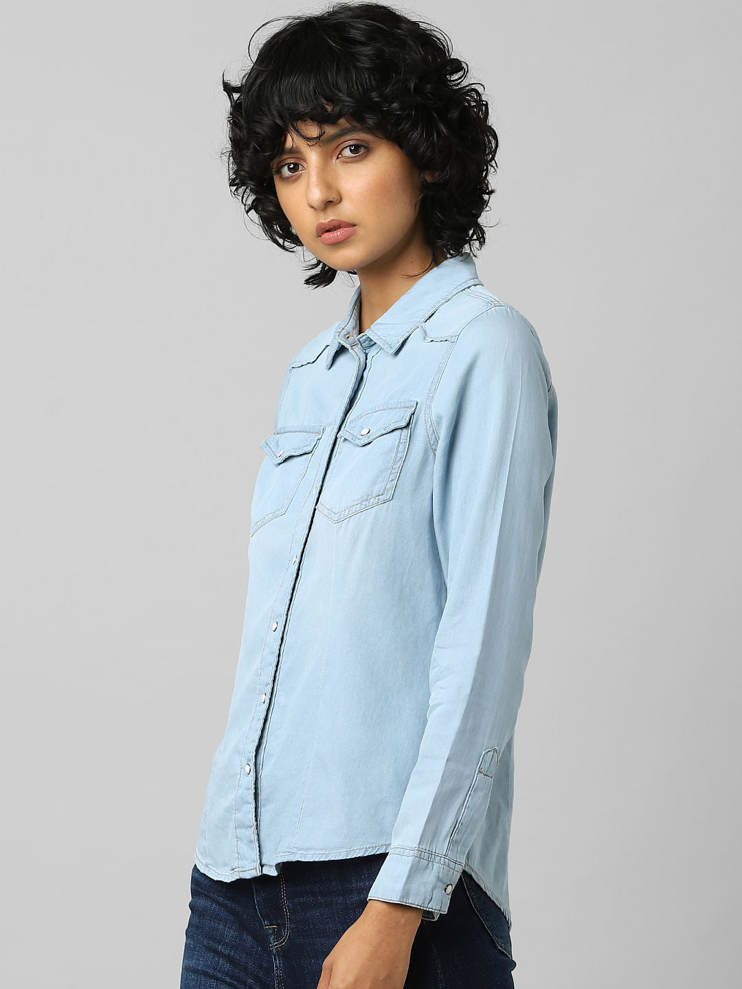 Light Blue Washed Denim Shirt