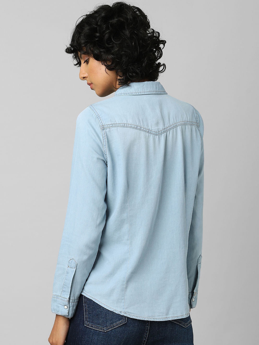 Light Blue Washed Denim Shirt