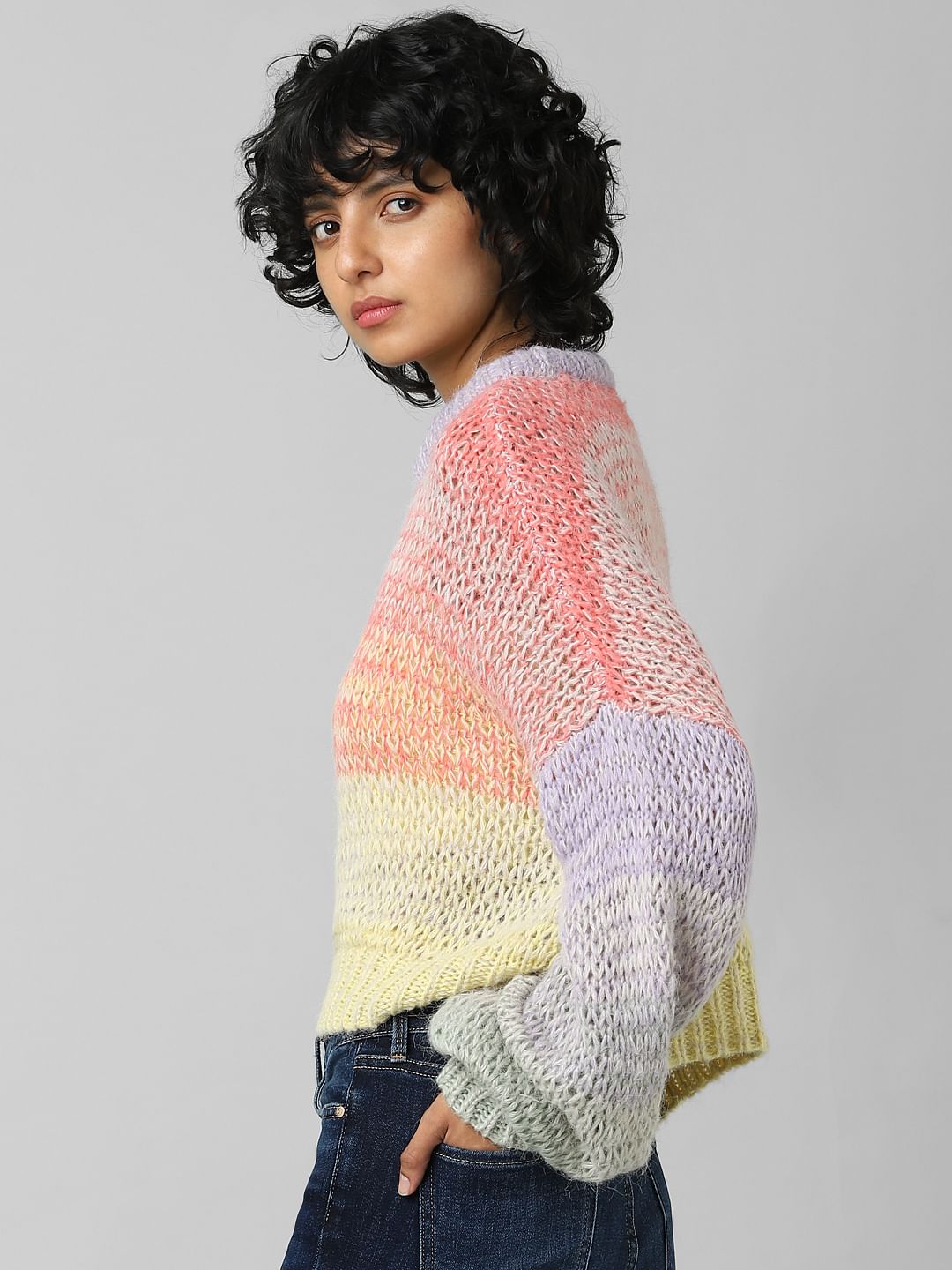 Purple Colourblocked Pullover