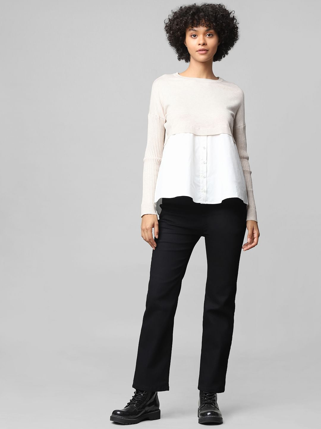 White Shirt Insert Pullover