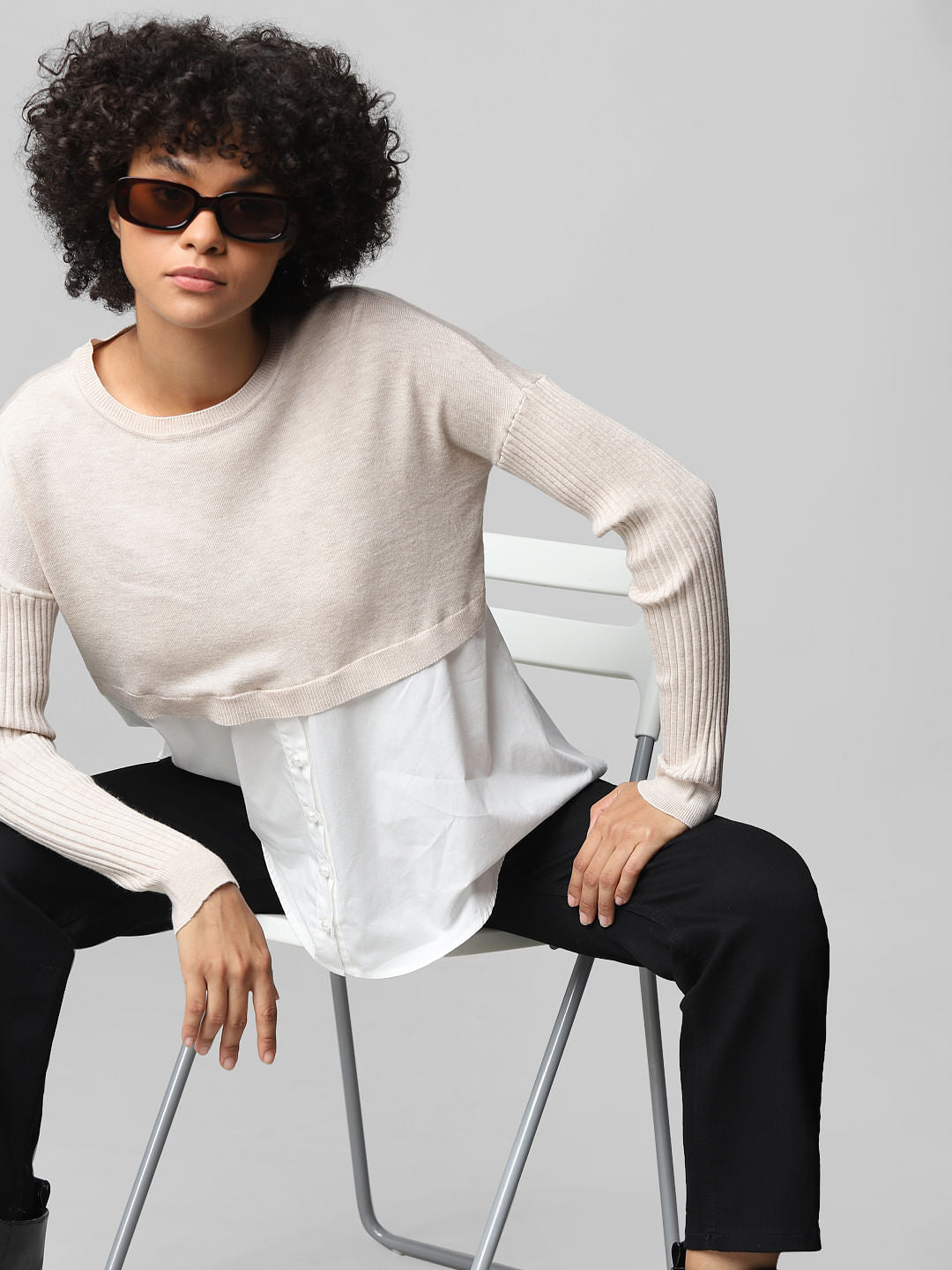 White Shirt Insert Pullover