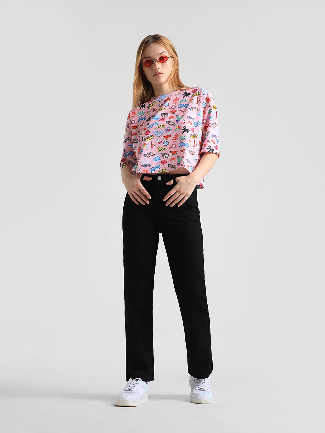 Black Mid Rise Slim Flared Jeans