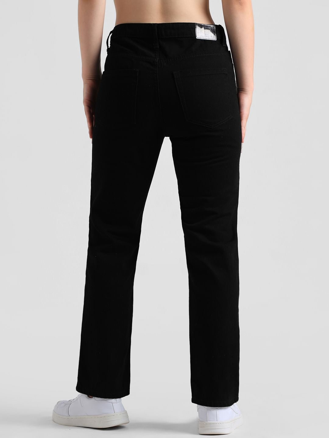 Black Mid Rise Slim Flared Jeans