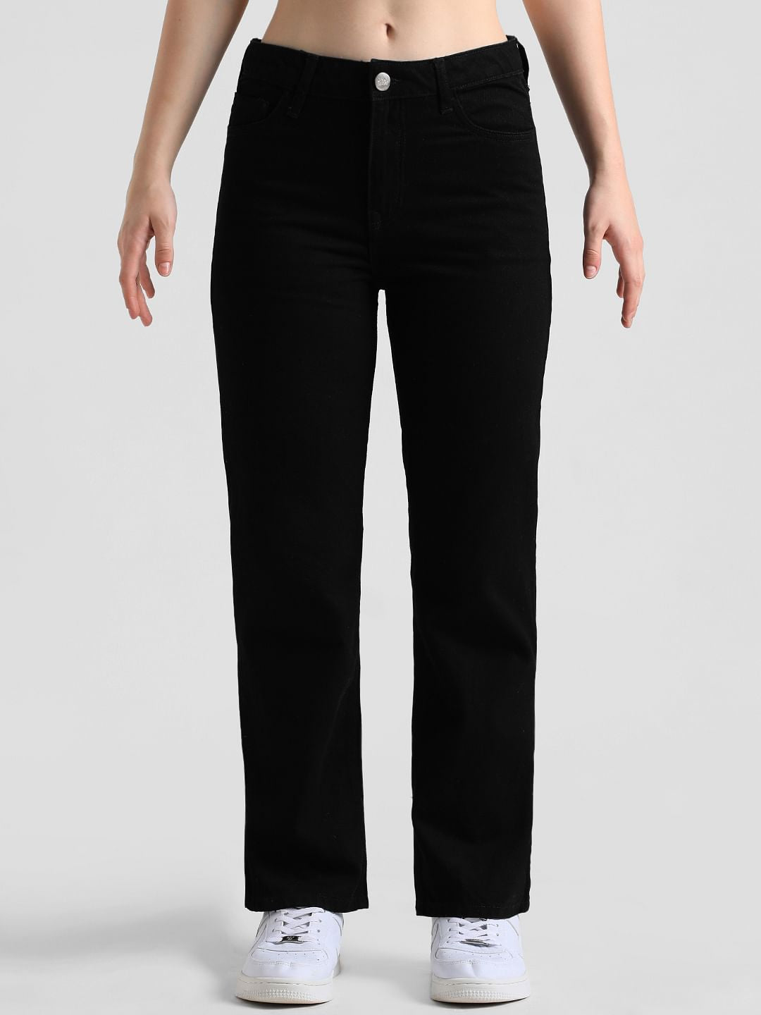 Black Mid Rise Slim Flared Jeans