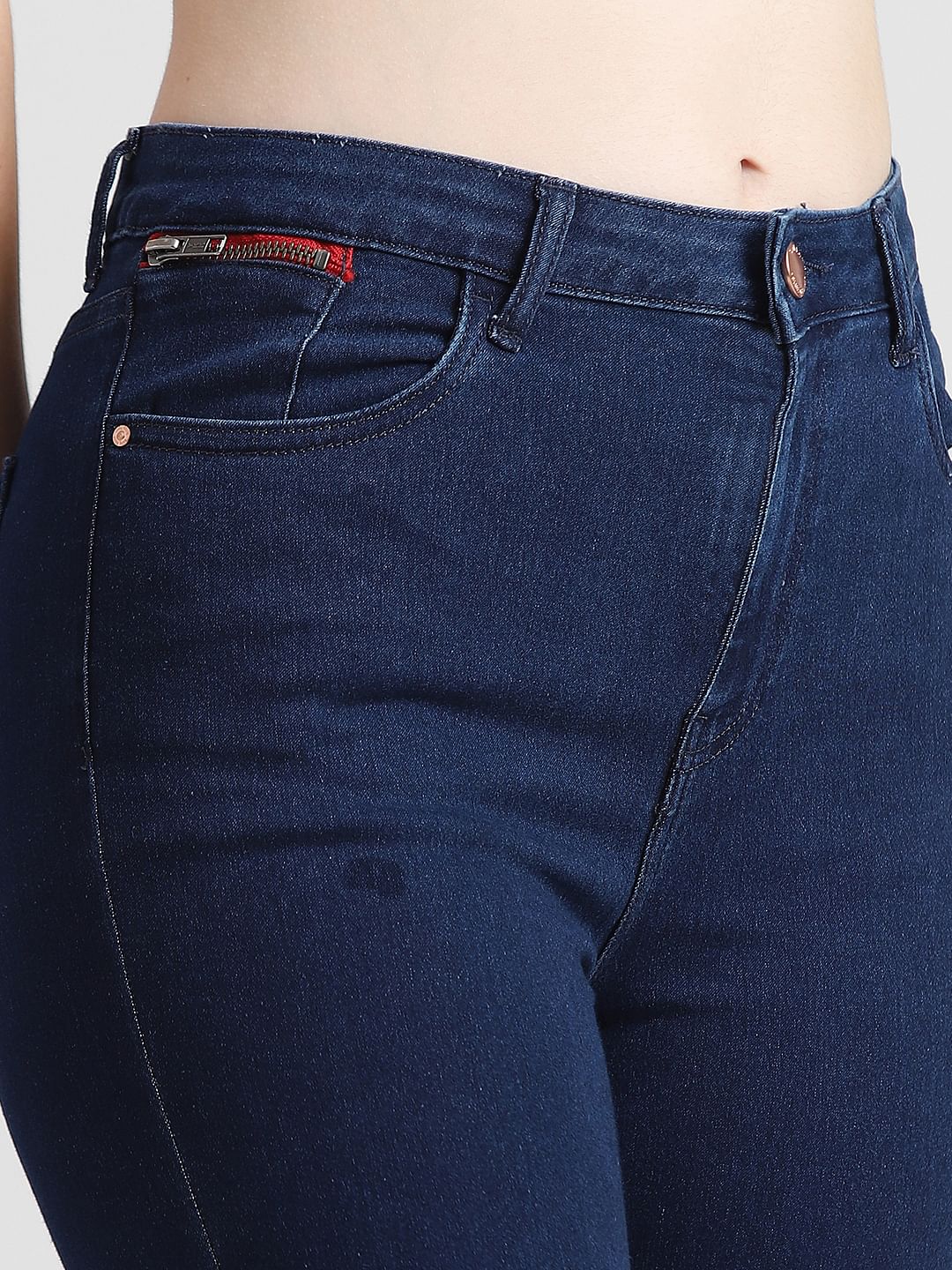 Dark Blue Mid Rise Piper Skinny Fit Jeans