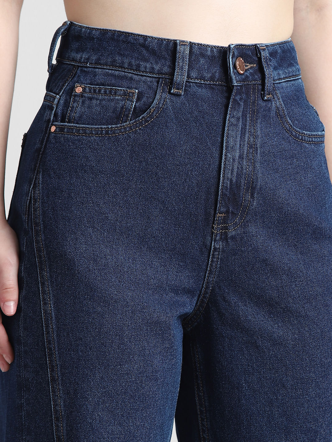 Dark Blue High Rise Wide Leg Jeans