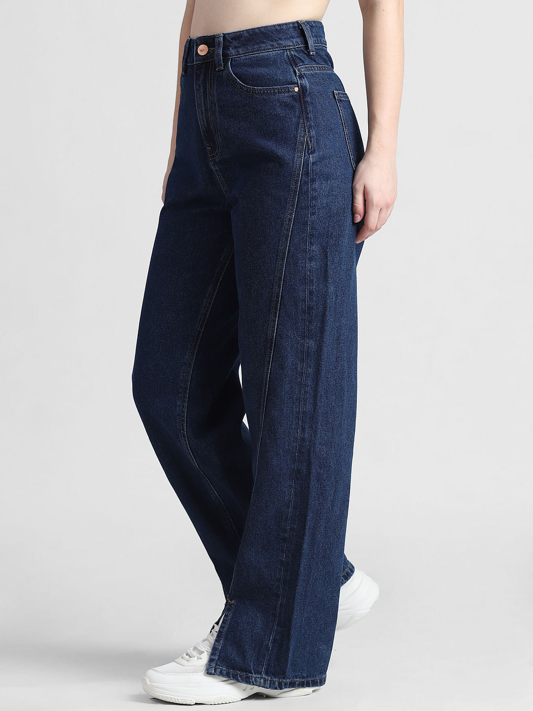 Dark Blue High Rise Wide Leg Jeans