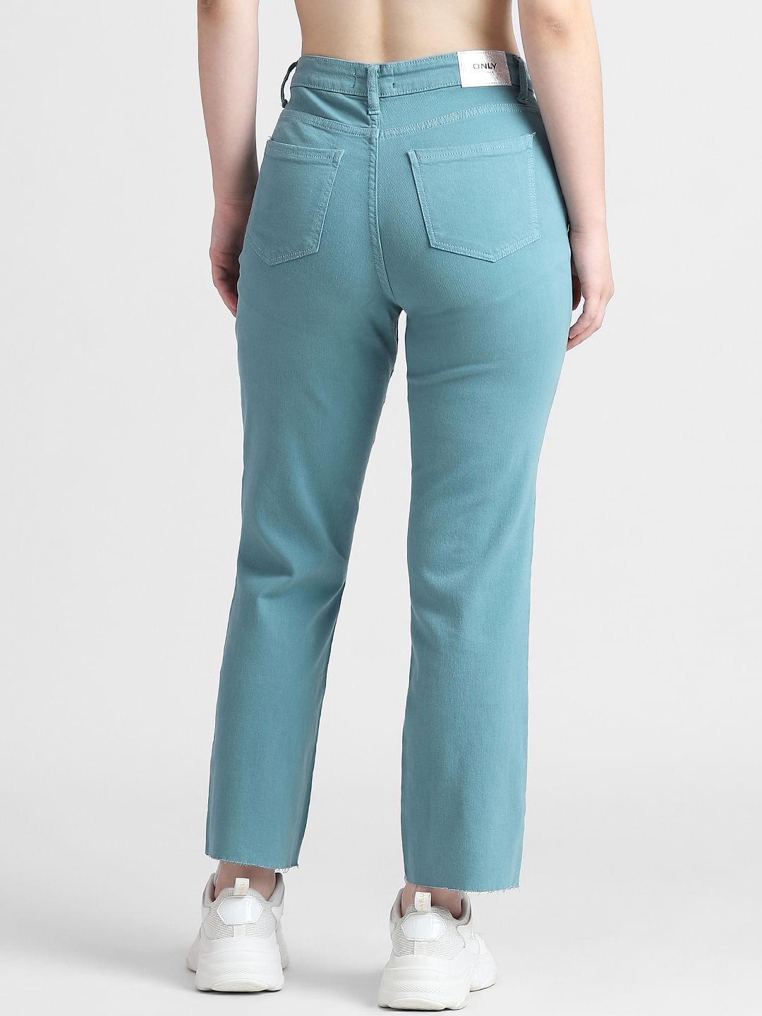 Green Mid Rise Wide Leg Slim Jeans