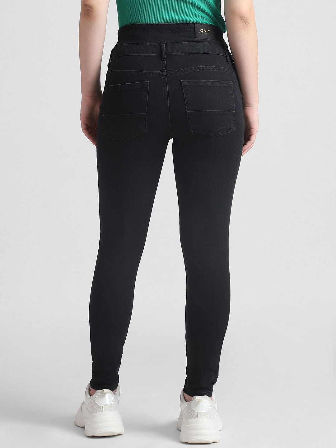 Black Mid Rise 5-Pocket Skinny Jeans