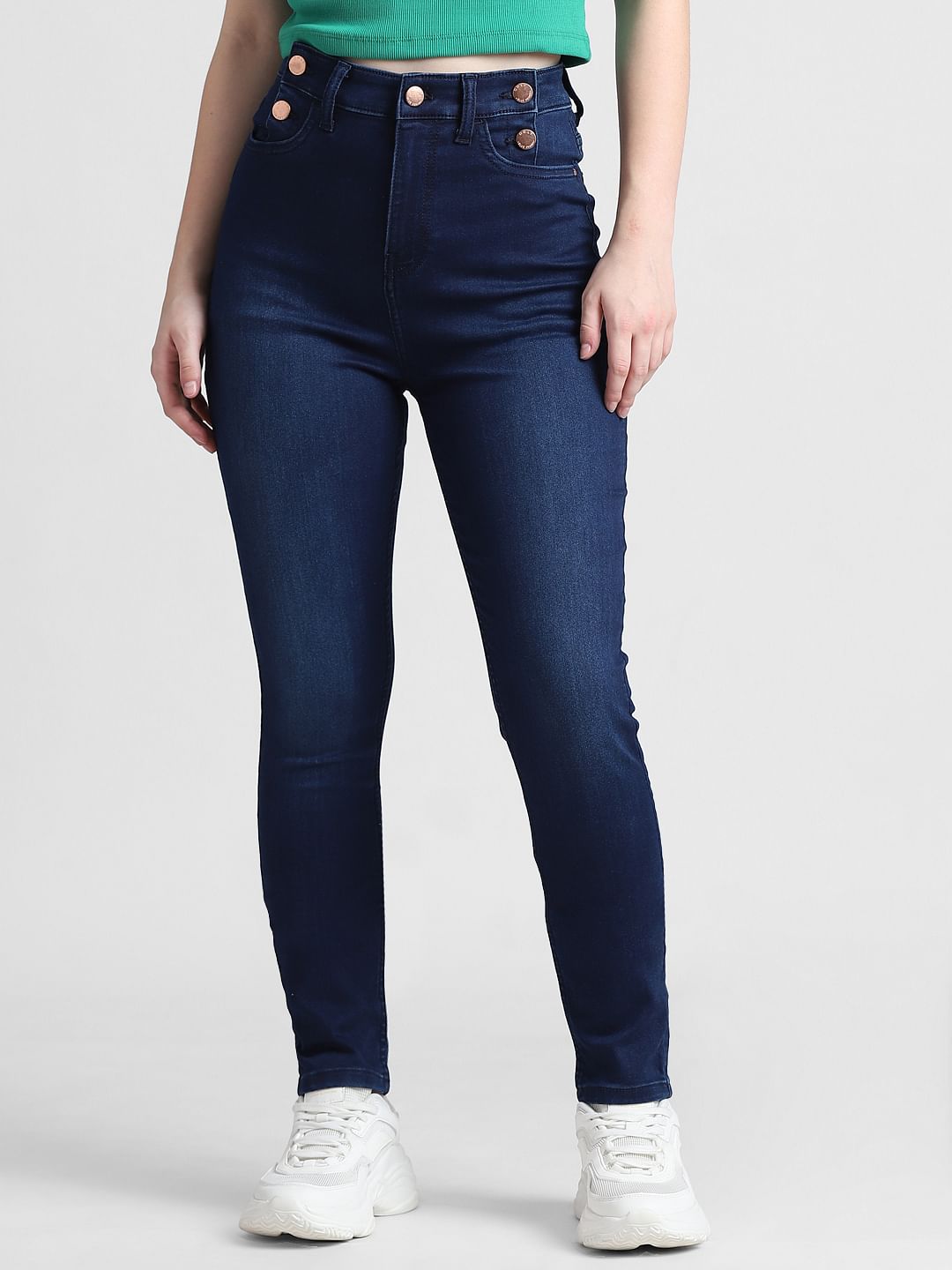 Dark Blue High Rise Skinny Fit Jeans