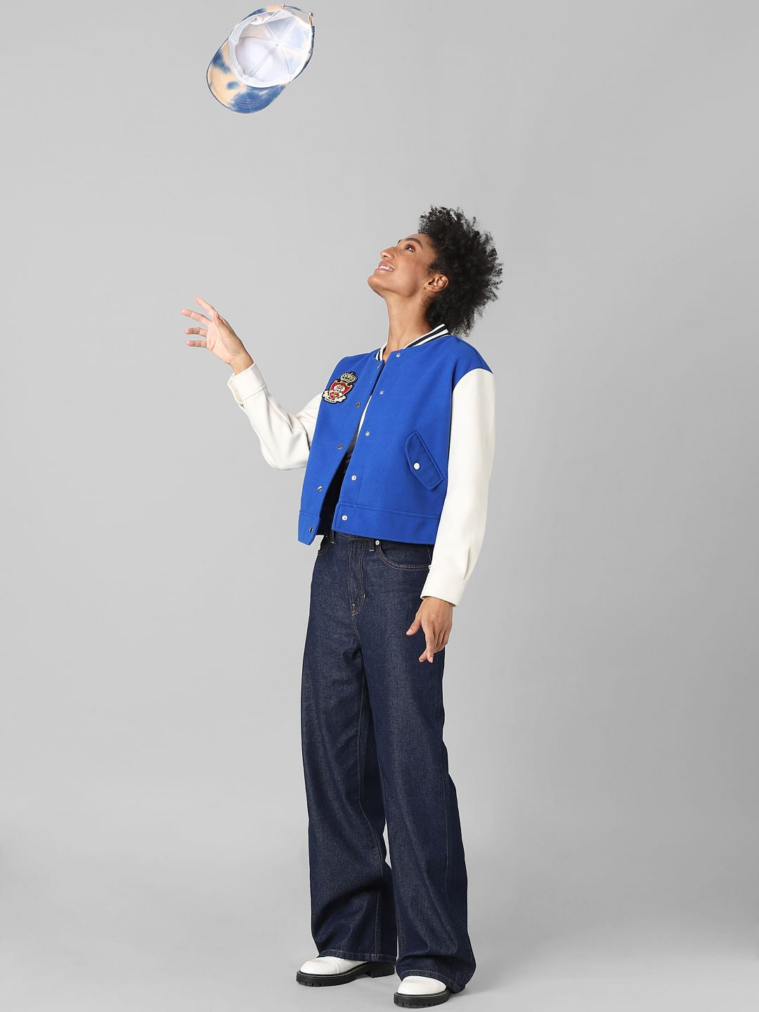 Blue Varsity Bomber Jacket