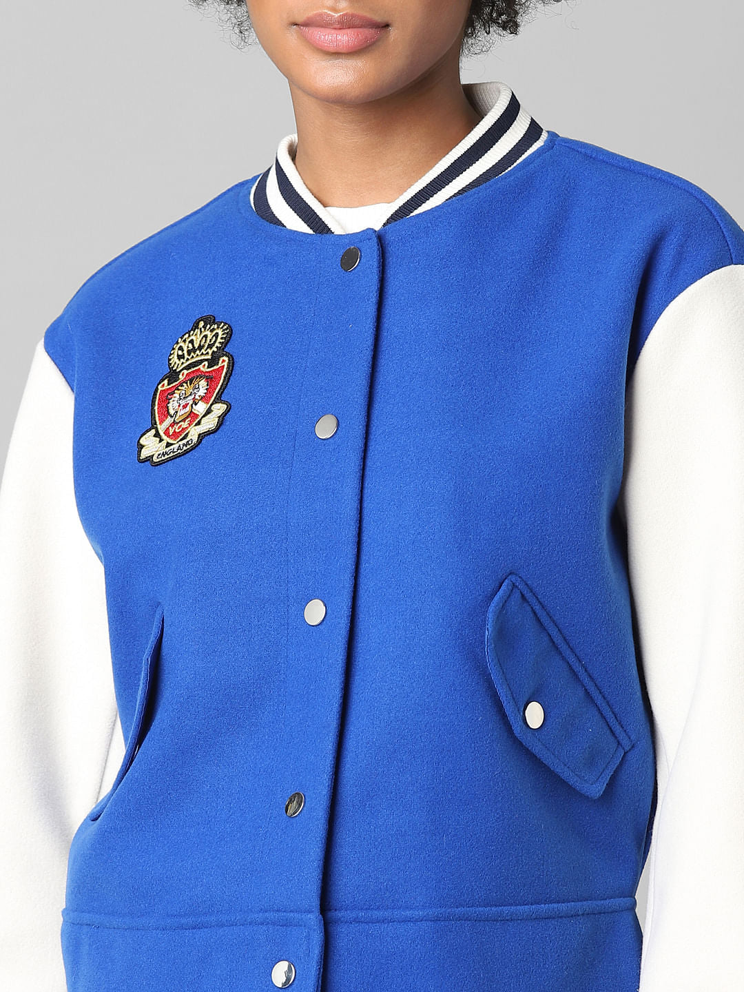 Blue Varsity Bomber Jacket