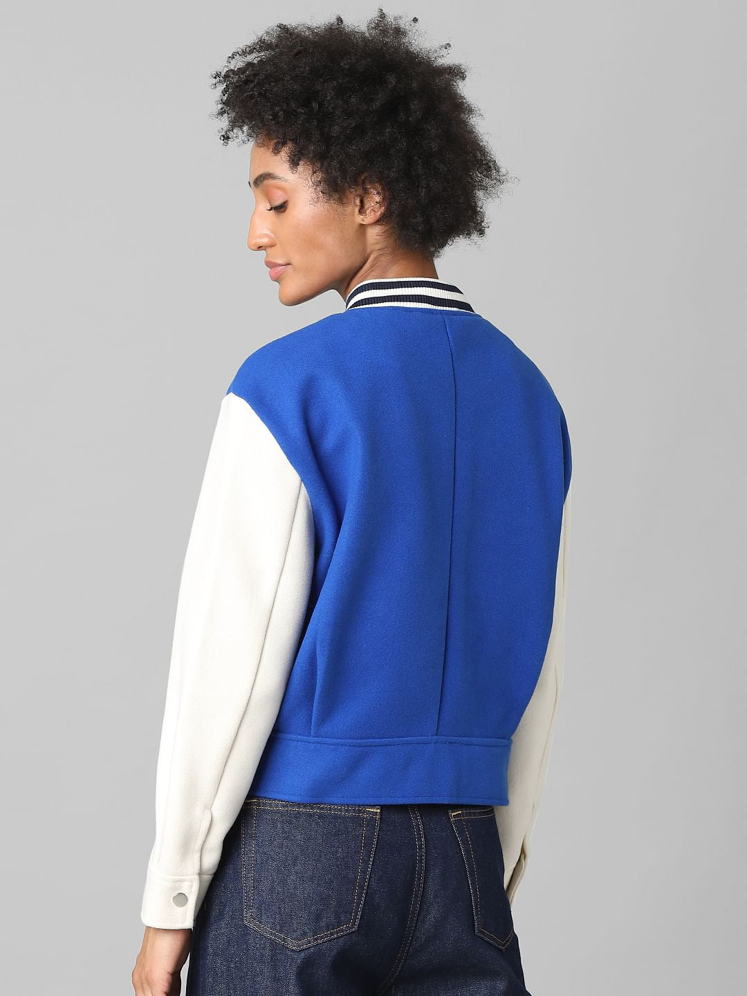 Blue Varsity Bomber Jacket
