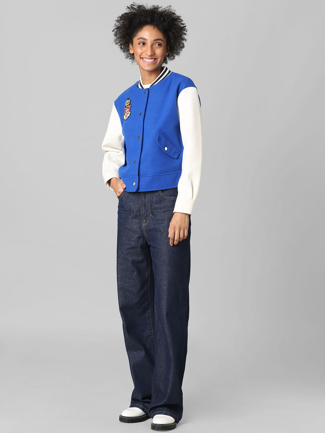 Blue Varsity Bomber Jacket