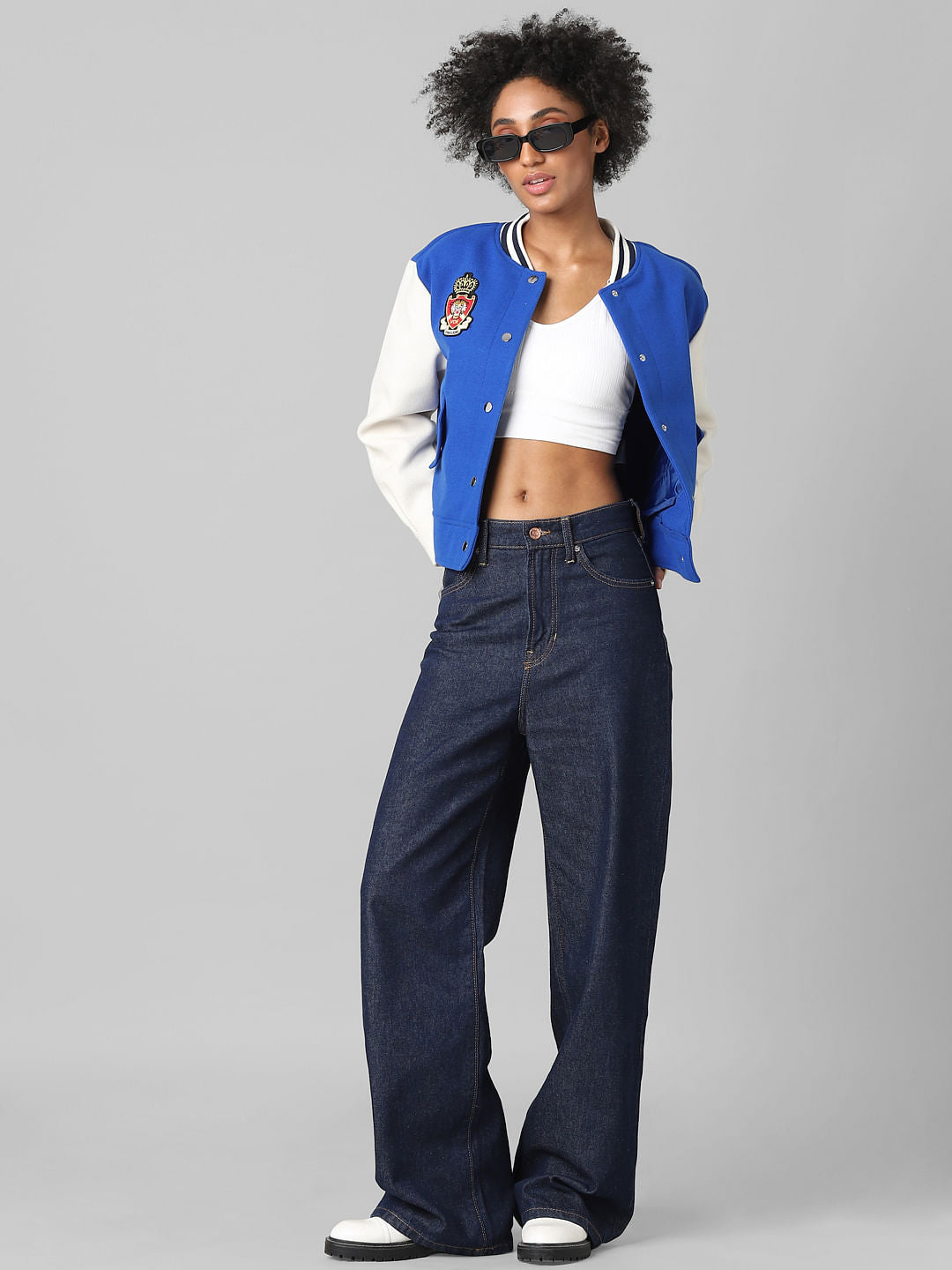 Blue Varsity Bomber Jacket