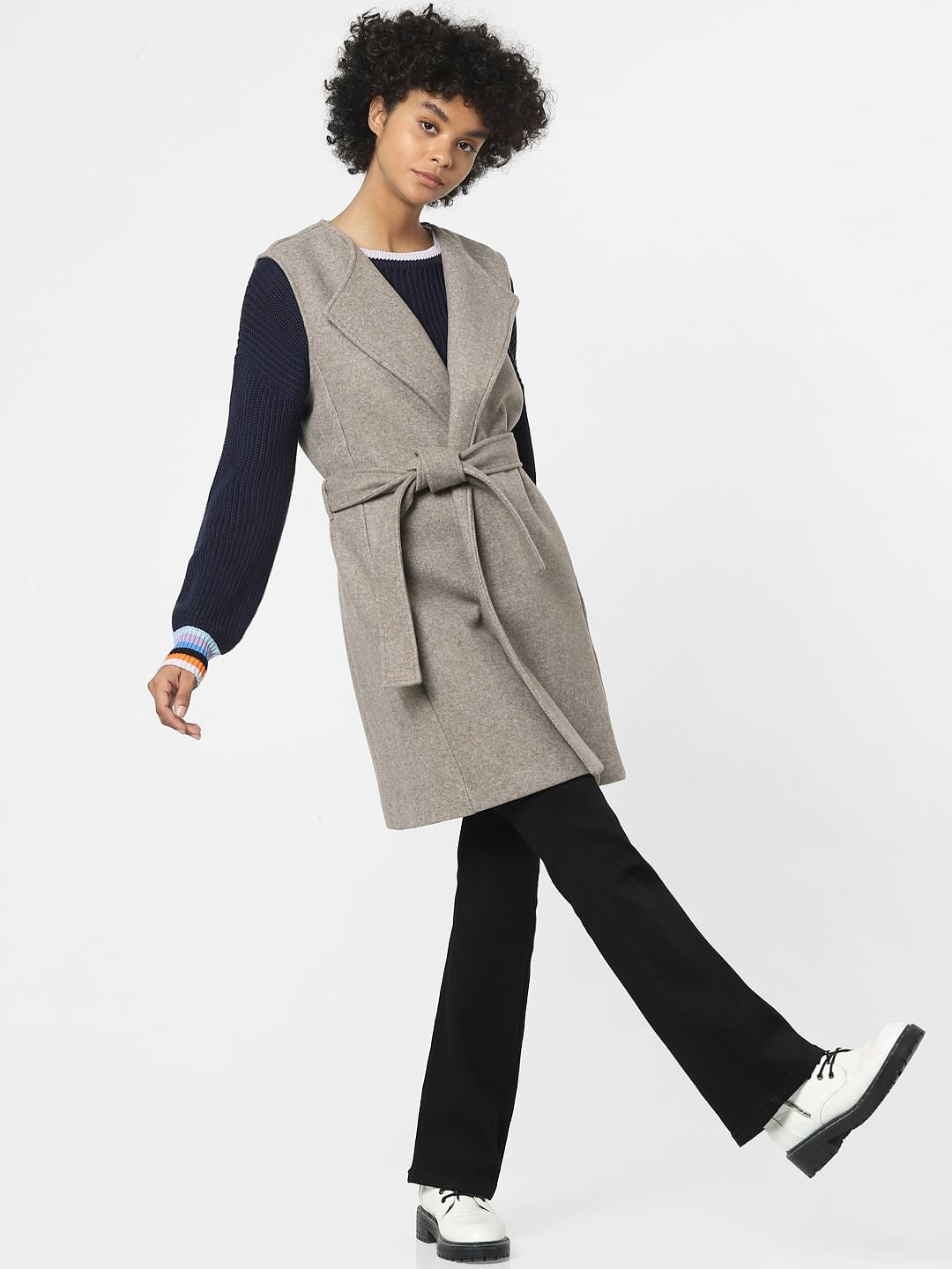 Brown Belted Vest Coat