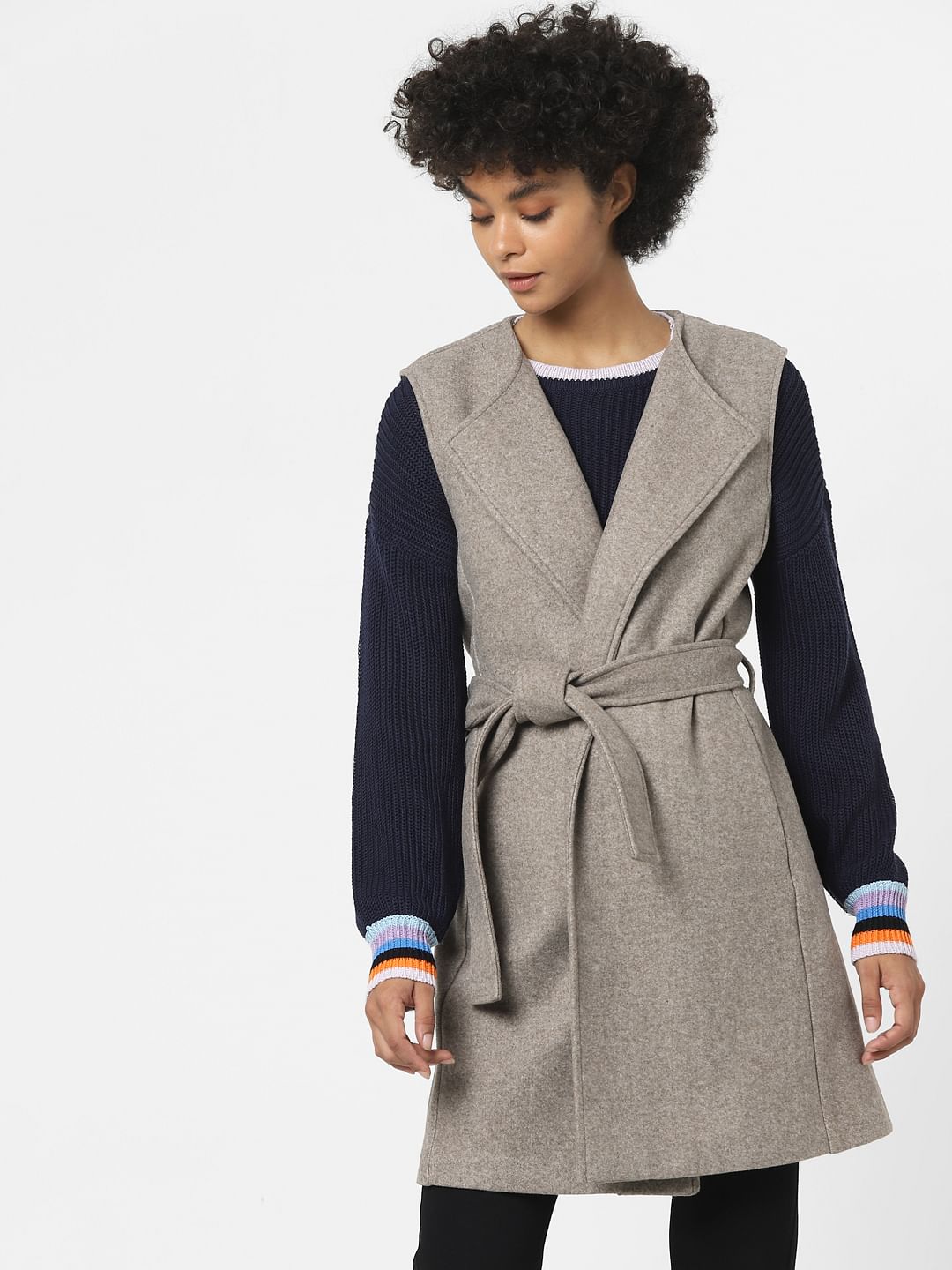 Brown Belted Vest Coat