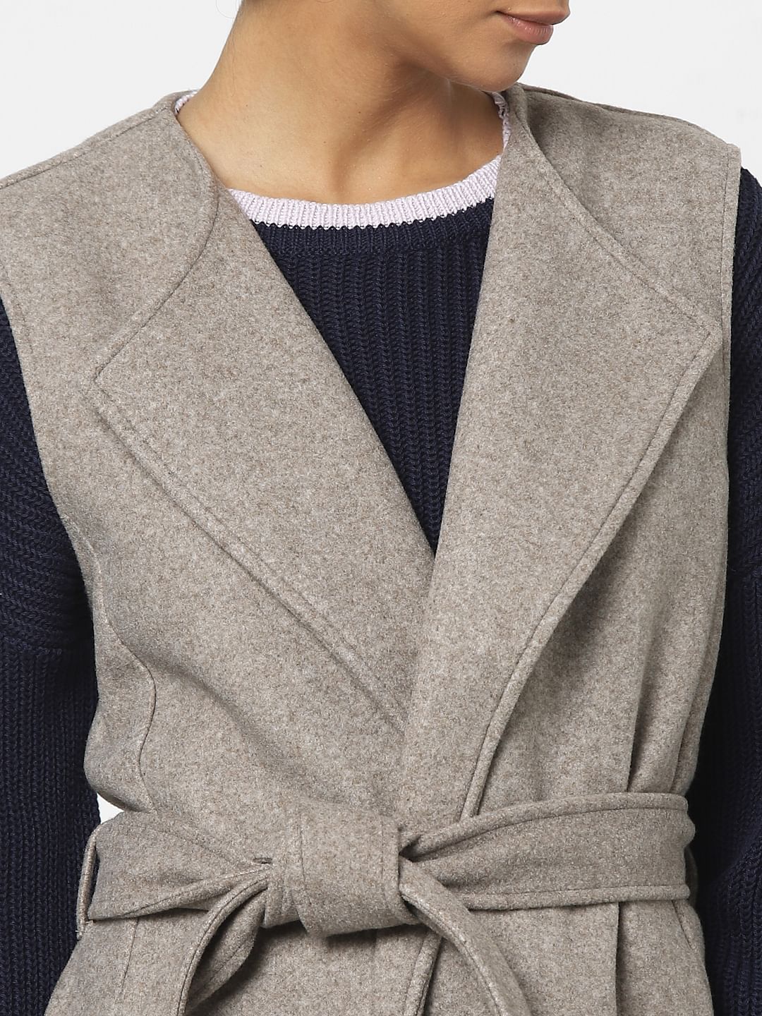 Brown Belted Vest Coat