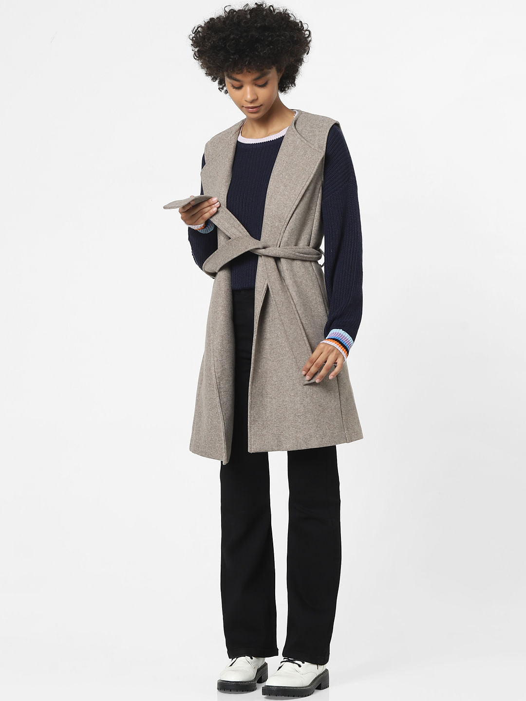 Brown Belted Vest Coat