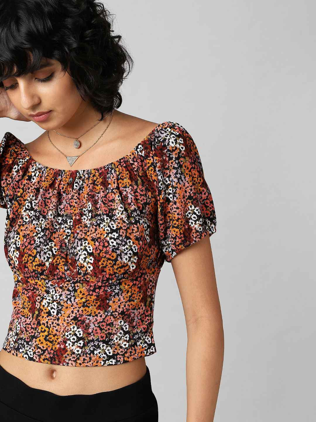 Brown Floral Top