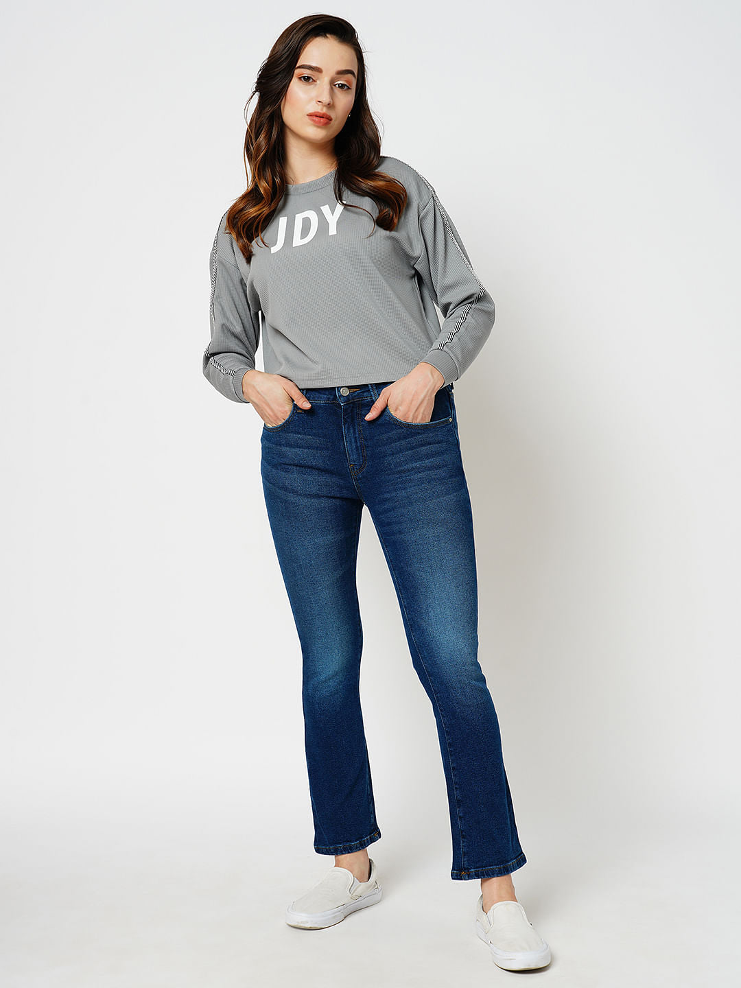 Jdy By Only Blue High Rise Flared Jeans