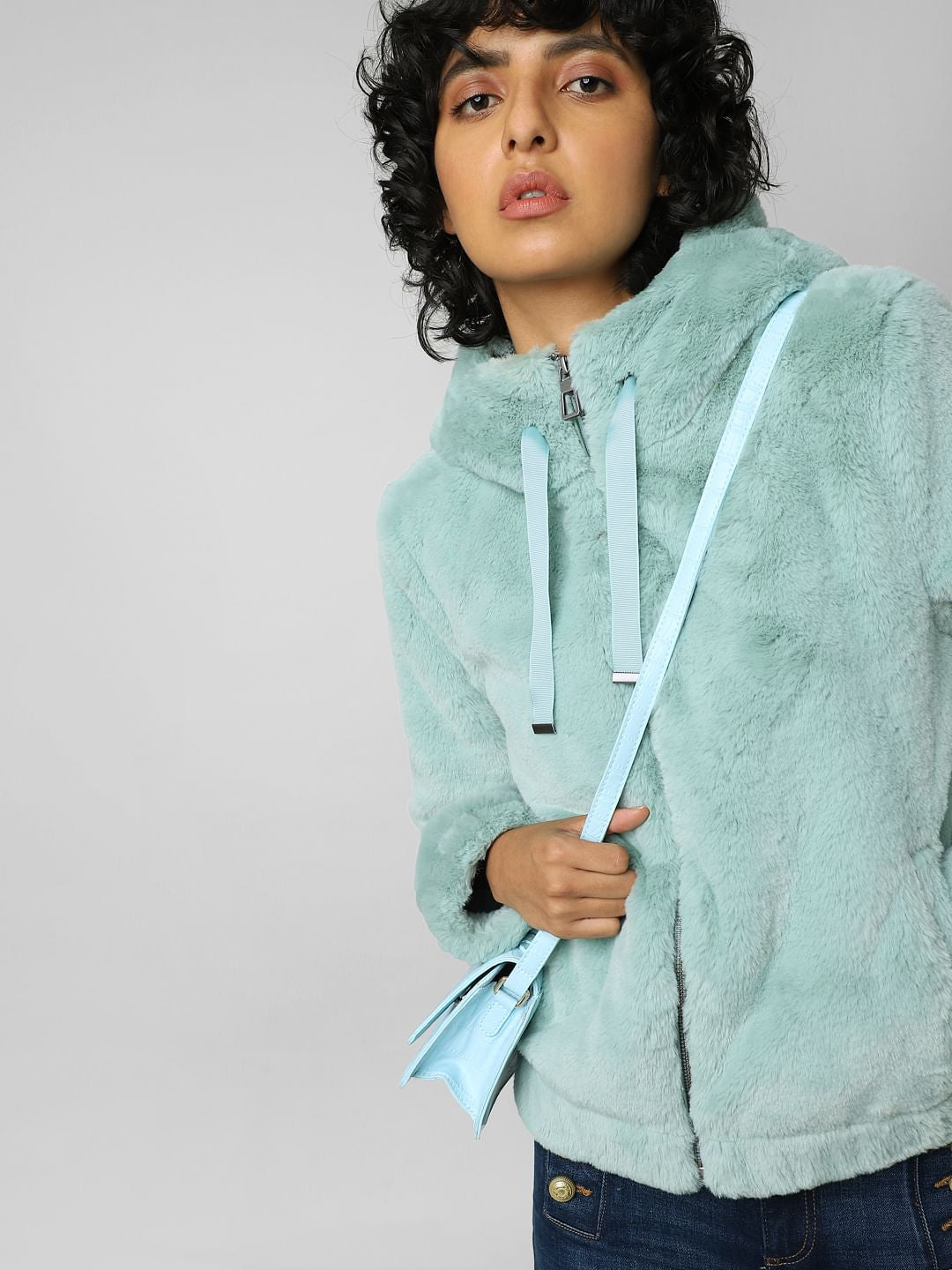 Blue Fur Hooded Jacket