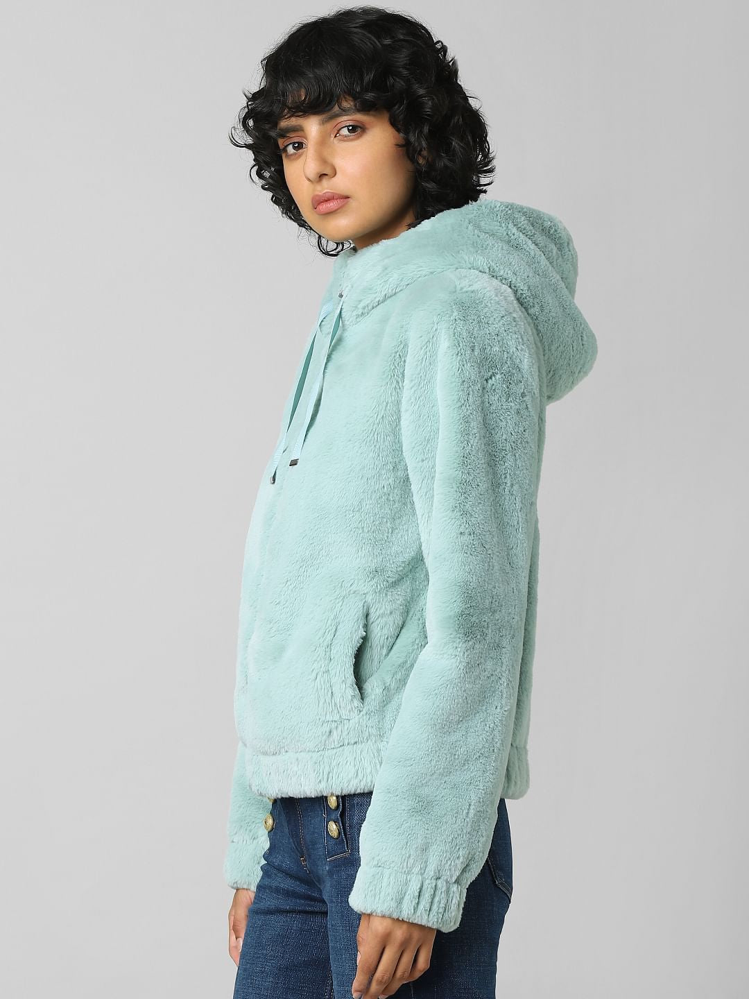 Blue Fur Hooded Jacket