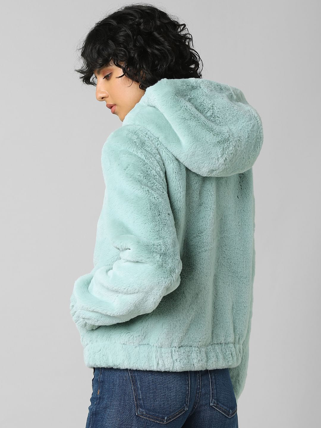 Blue Fur Hooded Jacket