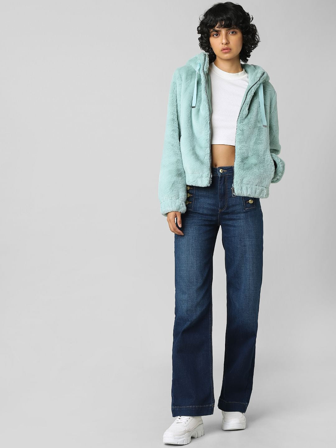 Blue Fur Hooded Jacket