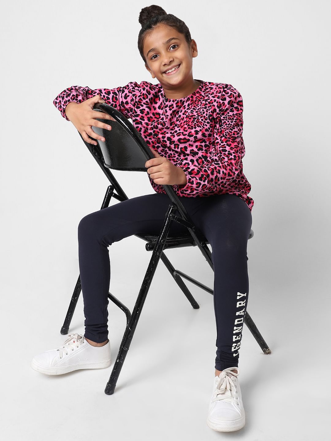 Girls Pink Animal Print Top