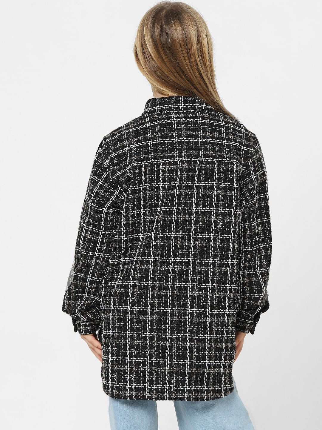 Girls Black Lurex Tweed Shirt
