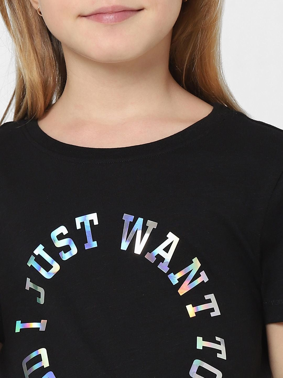 Black Foil Print T-Shirt