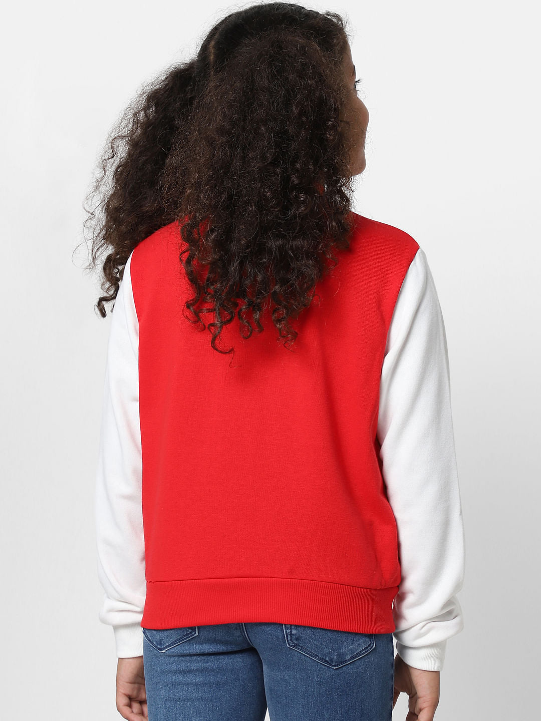 Girls Red Varsity Bomber Jacket