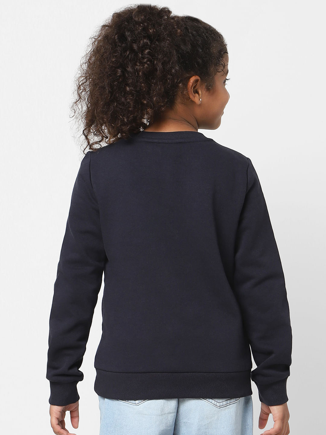 Girls Navy Blue Brushed Print Sweatshirt