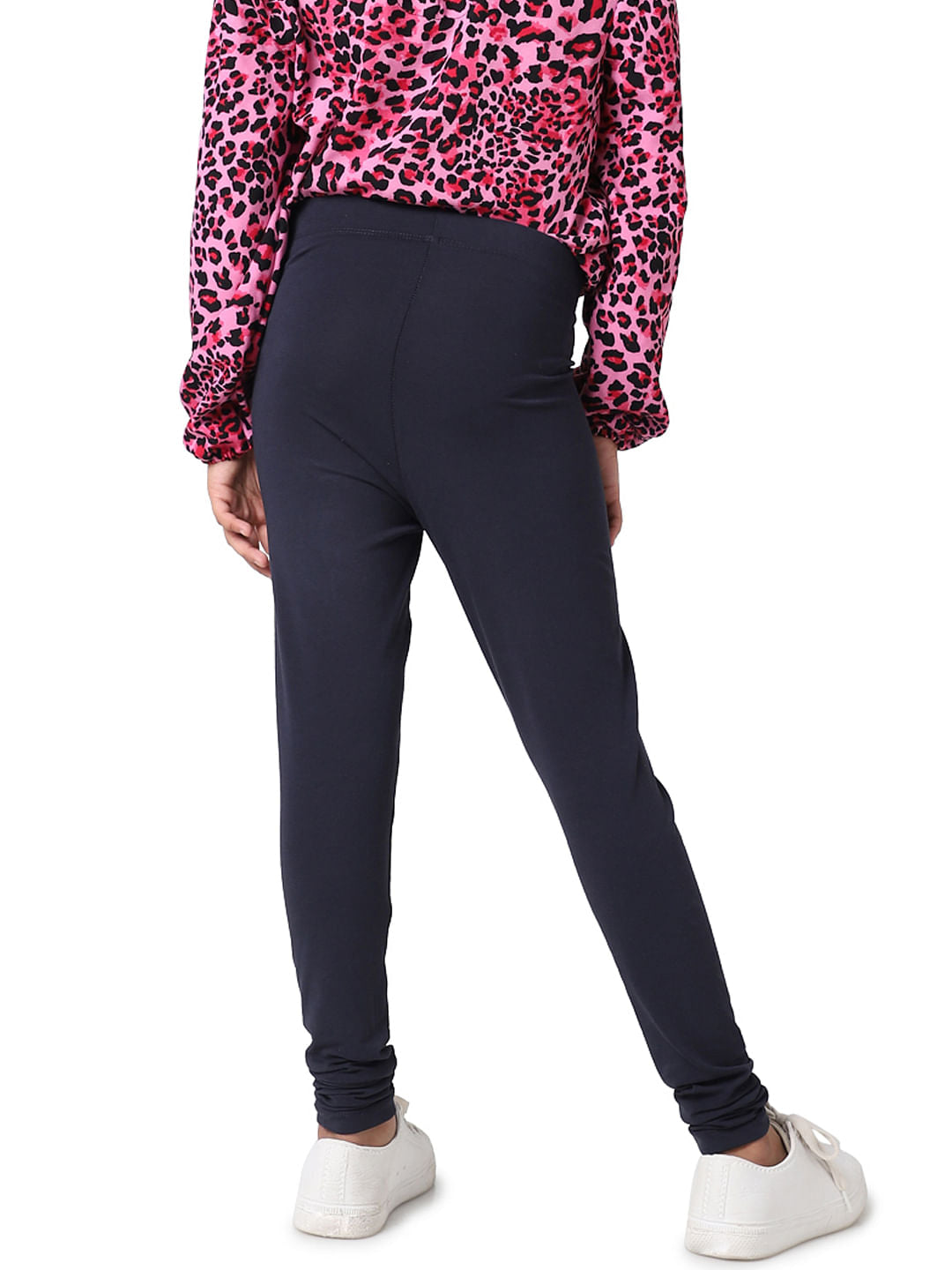 Girls Navy Blue High Rise Leggings