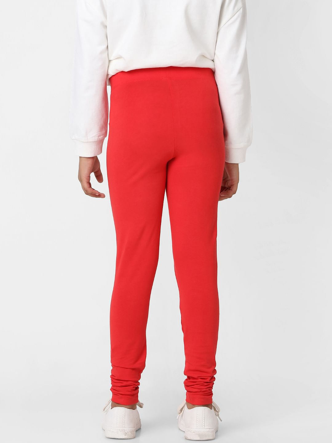 Girls Red High Rise Leggings